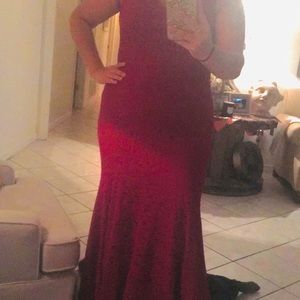 Gorgeous cranberry lace formal